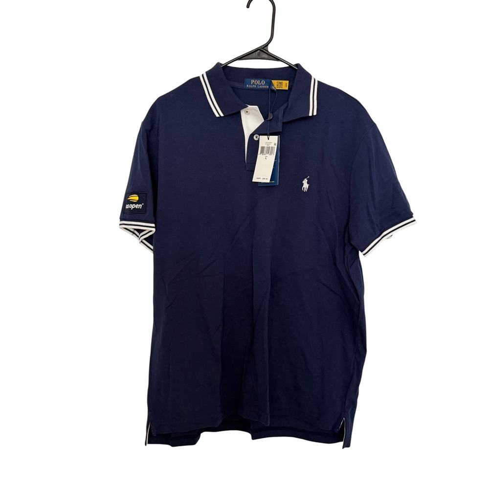 Polo Ralph Lauren US Open Tennis Polo Shirt Navy Blue Mens Large NWT L